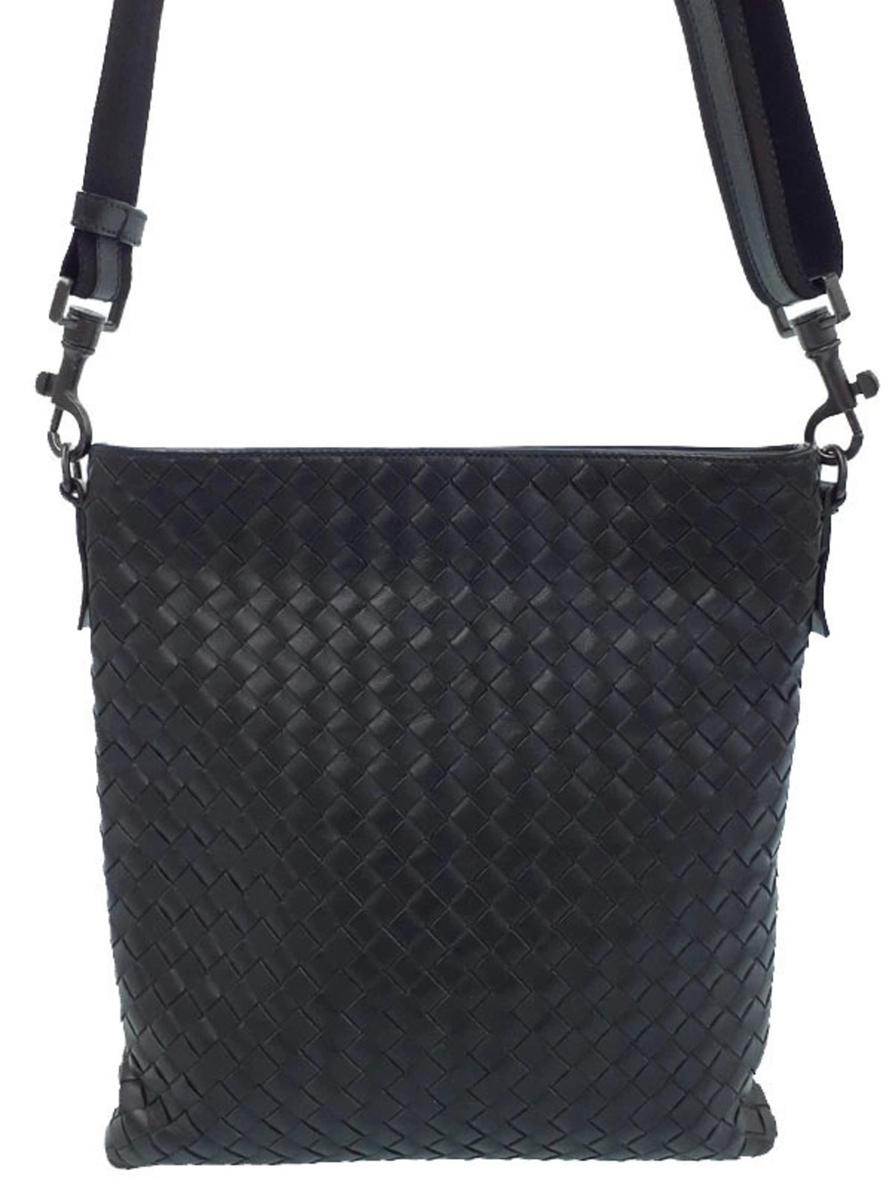 Bottega Veneta black Intrecciato Crossbody Messenger Bag woven